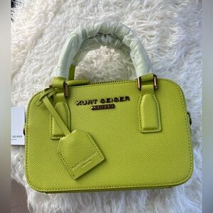Kurt Geiger Lime Green Mini Satchel with Gold Hardware